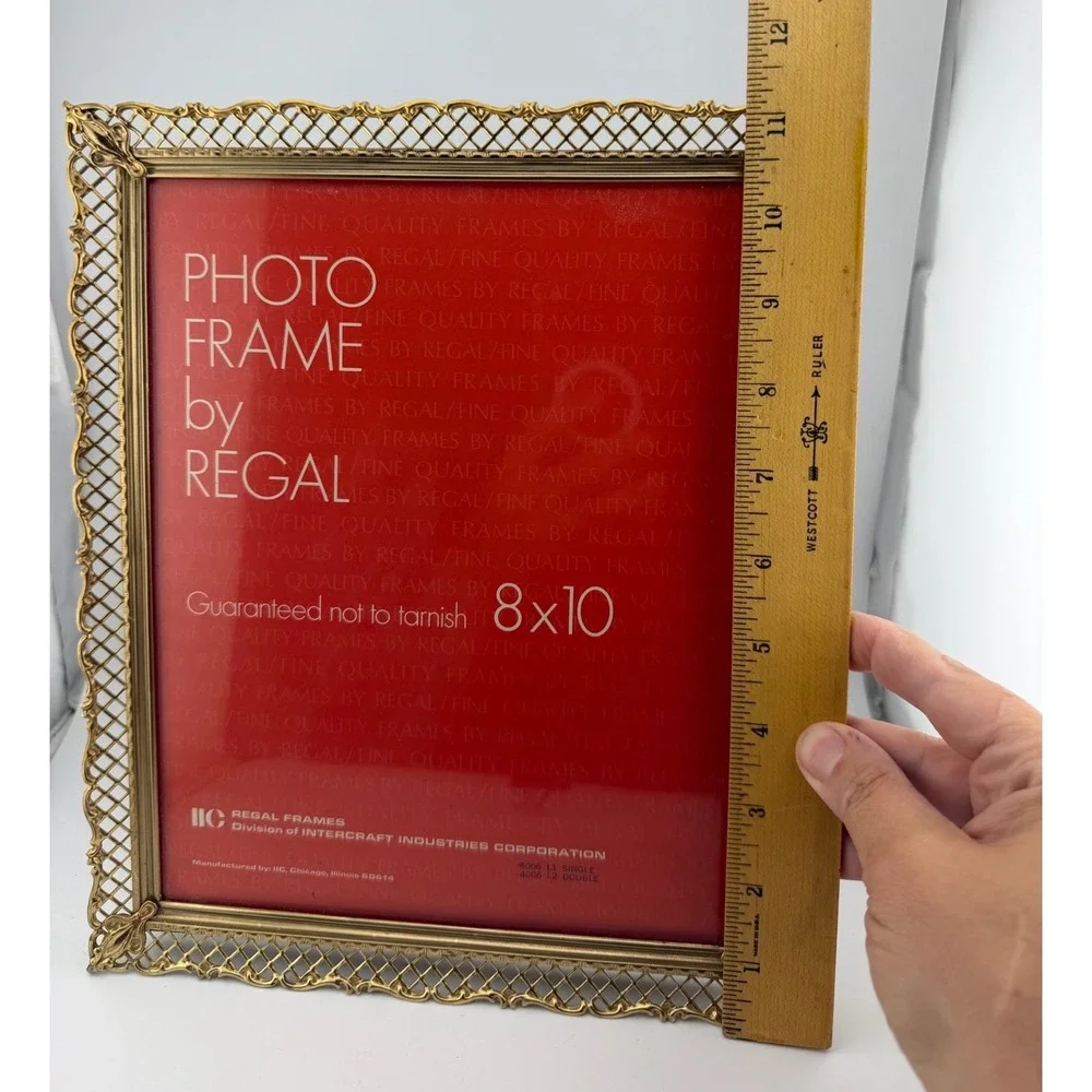 Regal Frames 8x10 Photo Frame Gold Tone Vintage Filigree Lattice Ornate